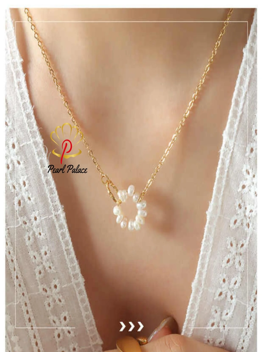 French Romanticism Double Ring Freshwater Pearl Necklace