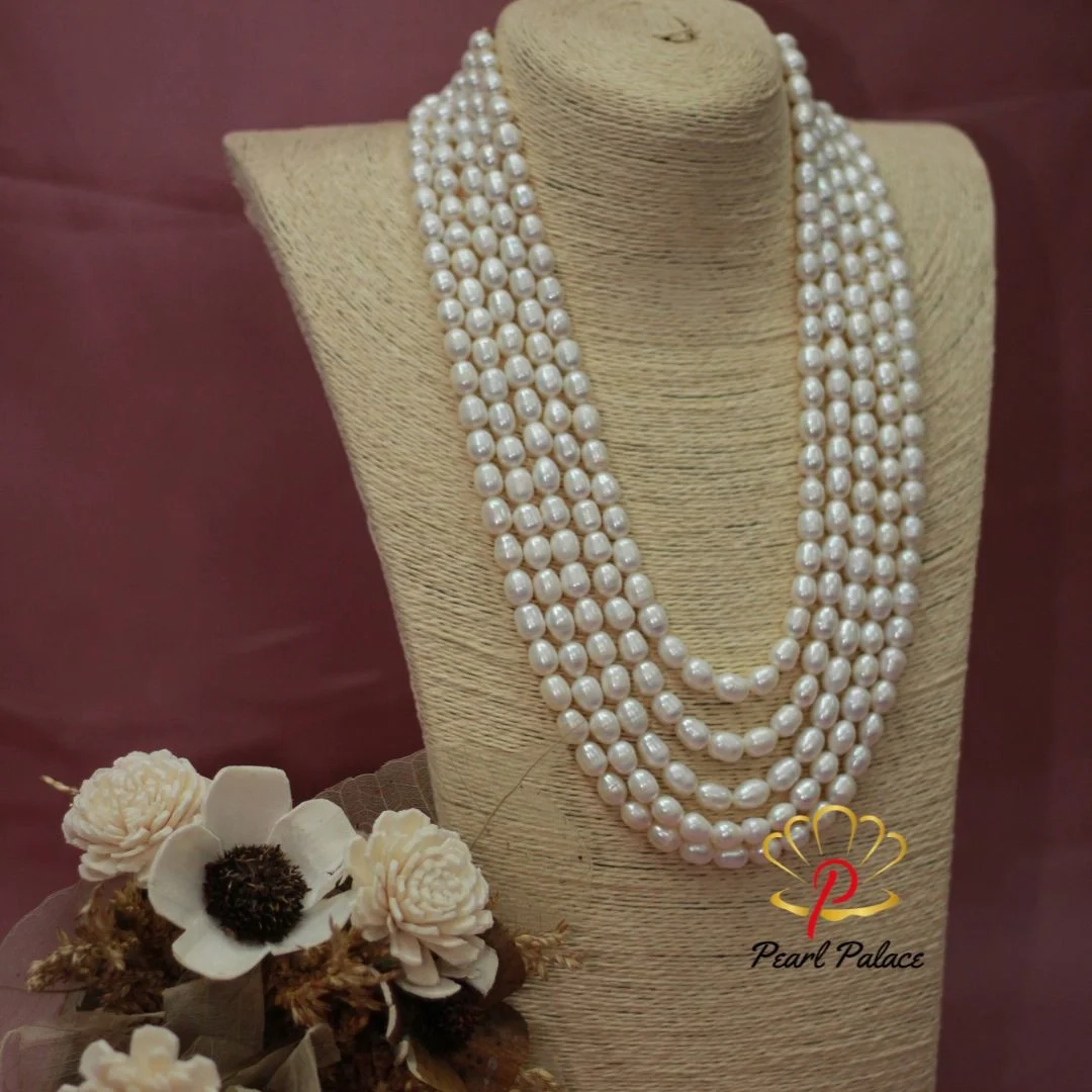 White Rice Pearl 5-Layer Necklace