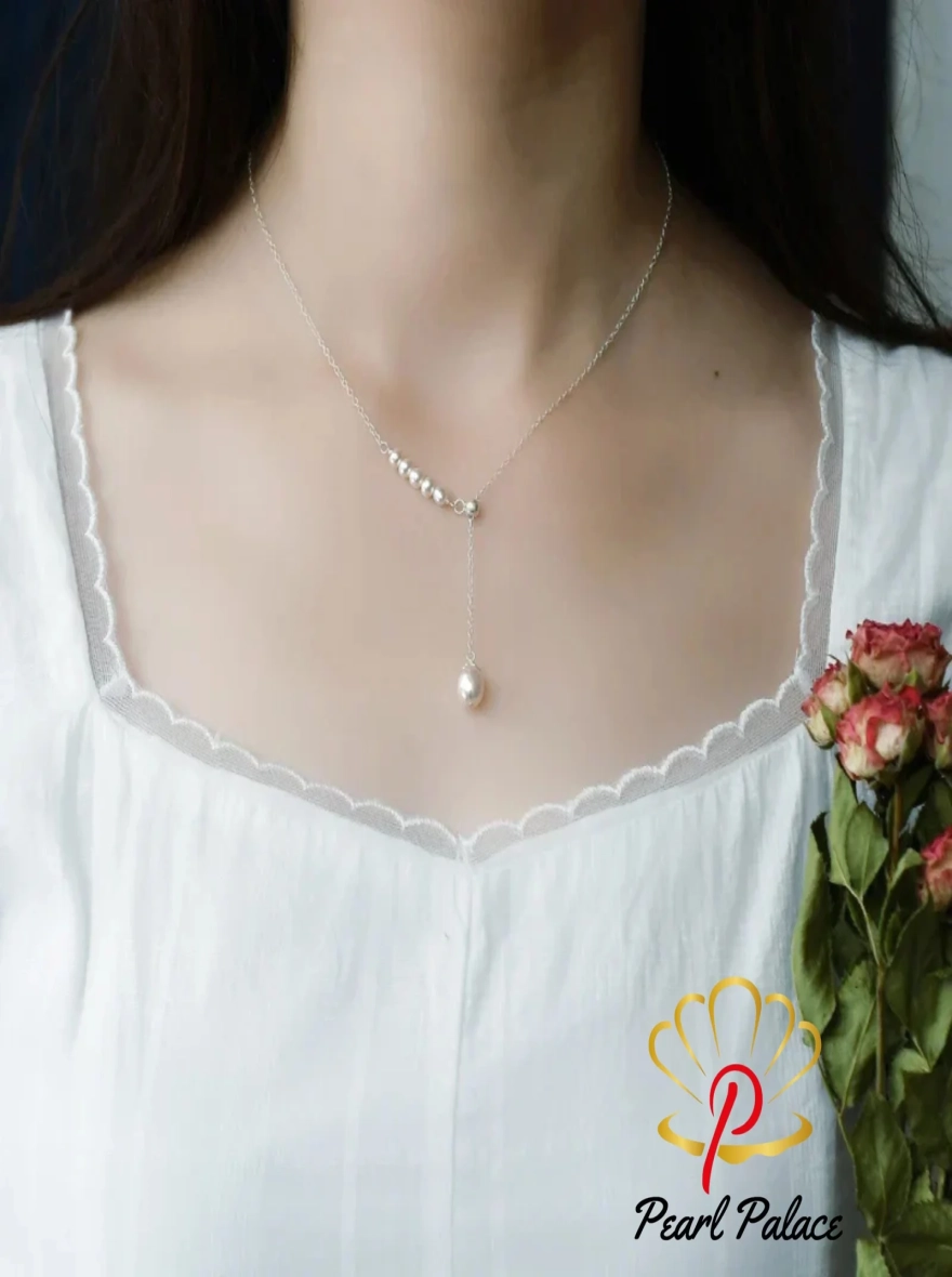 Natural Freshwater Pearl necklace 925 Sterling Silver Pendant fashion women