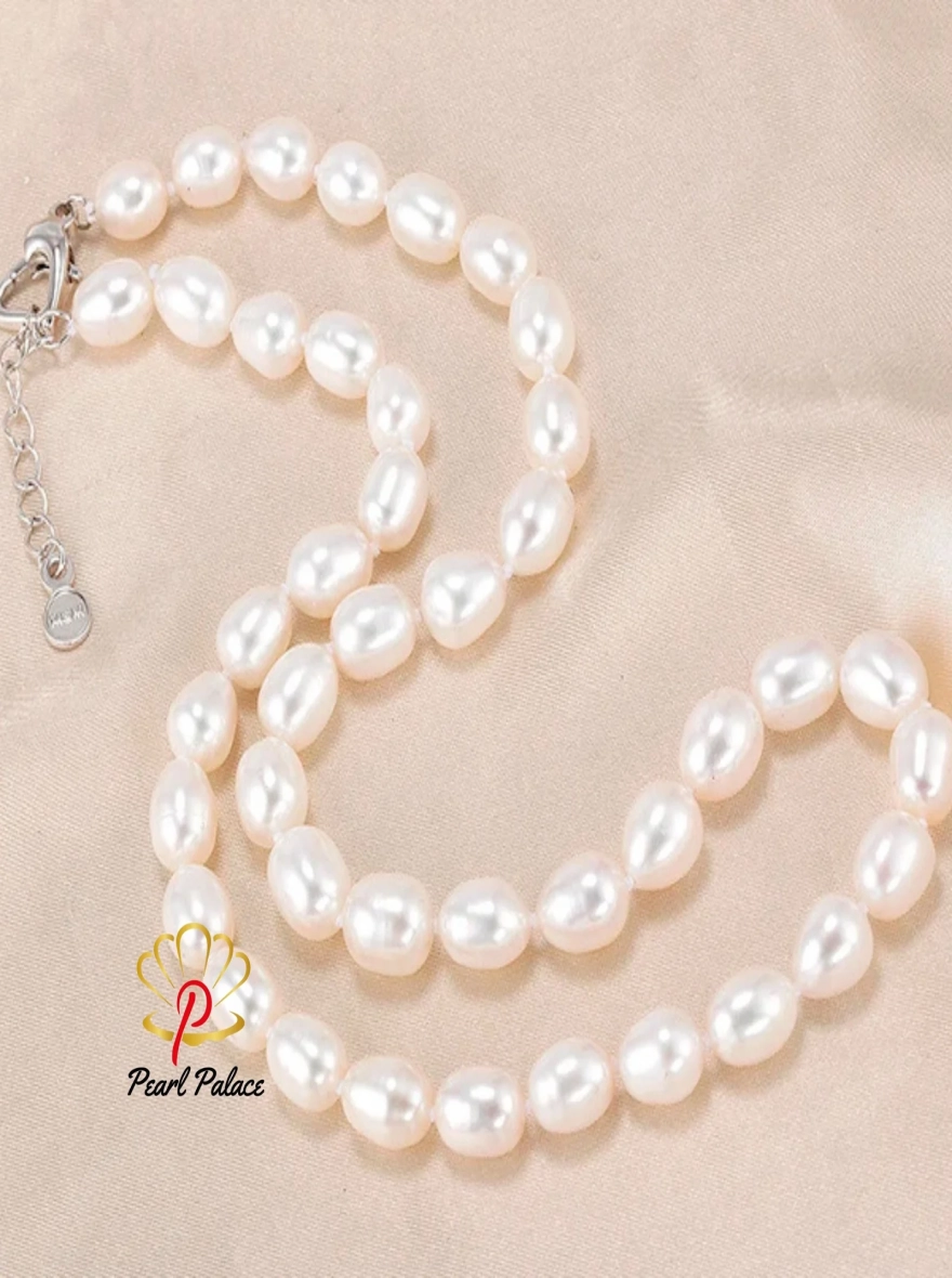 AAA 7-8mm Natural Freshwater Pearl Necklace Women Jewelry Necklace 925 Silver White Pink Purple Real Pearl Jewelry