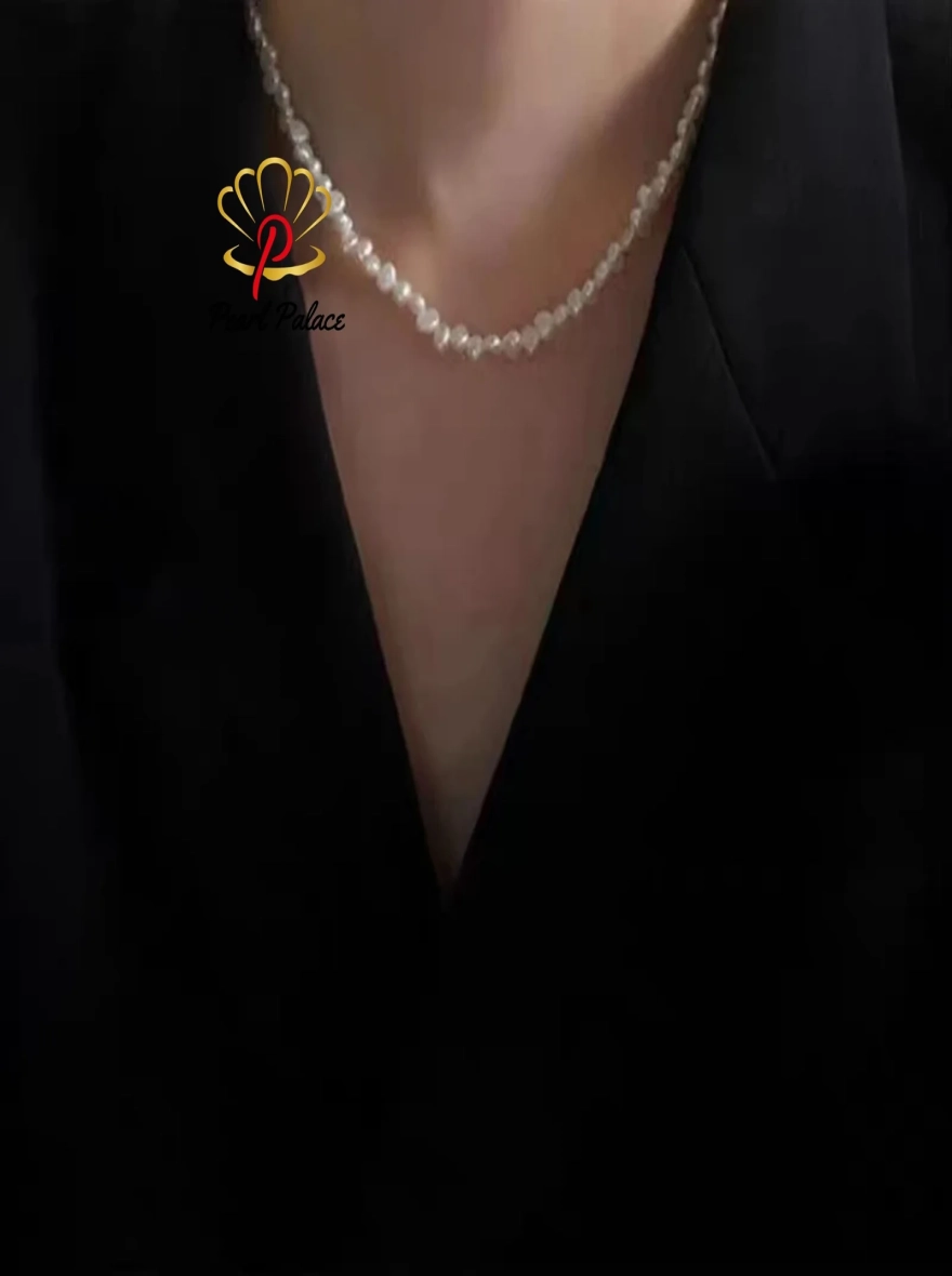 Natural Freshwater Pearl Choker Necklace Baroque Pearl Jewelry for Women Wedding 925 Silver Clasp Wholesale