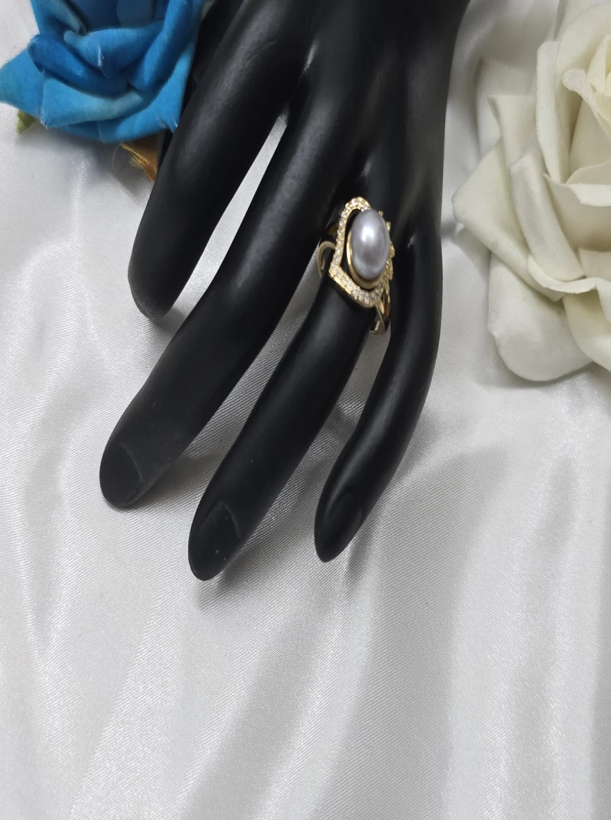 Snowdrop Charm Silver pearl Ring