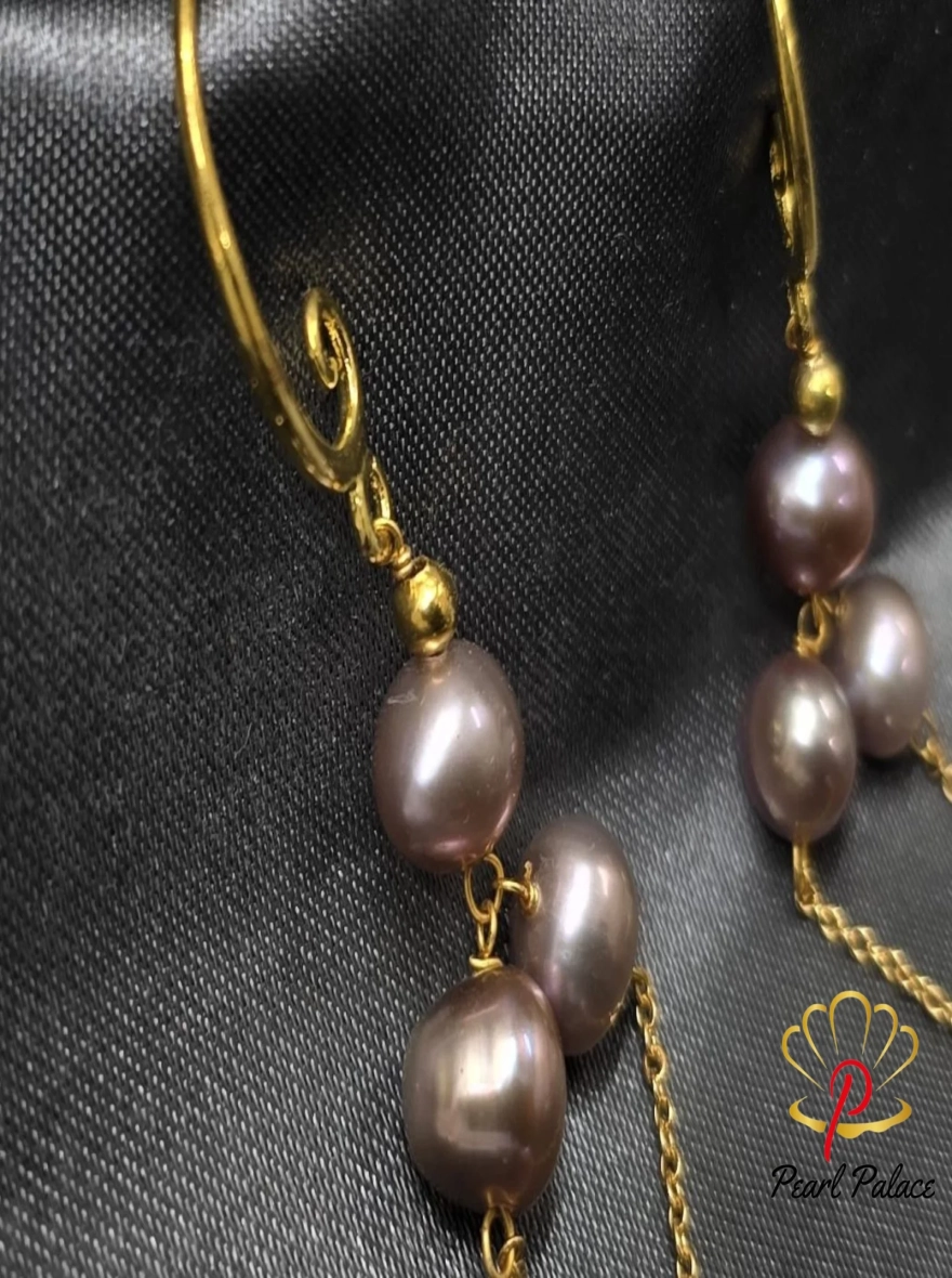 Freshwater Purple Pearl Earrings – Rice & Round Pearl Design
