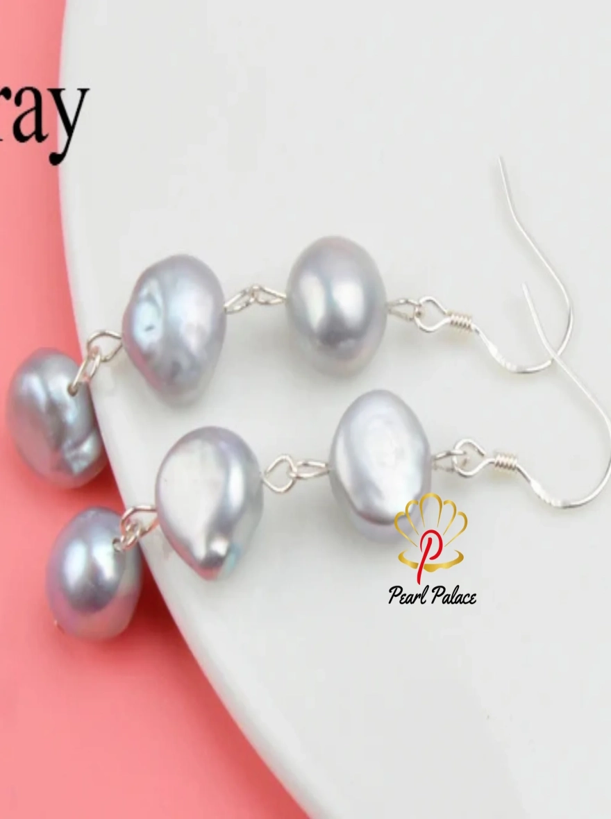 Natural Freshwater Pearl Earrings Real 925 Sterling Silver long korean earrings for Women Big Baroque pearl Jewelry
