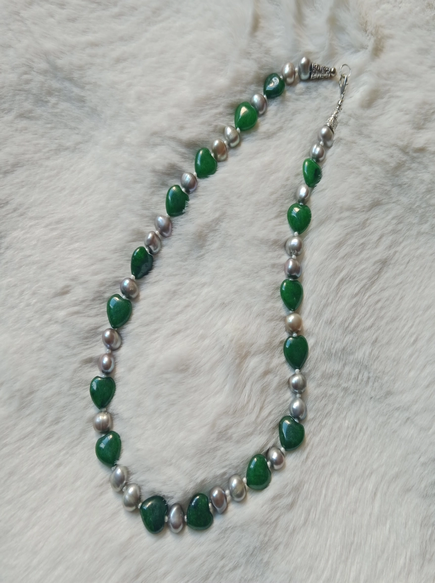 Original Pearl & Love Stone Combination Necklace 