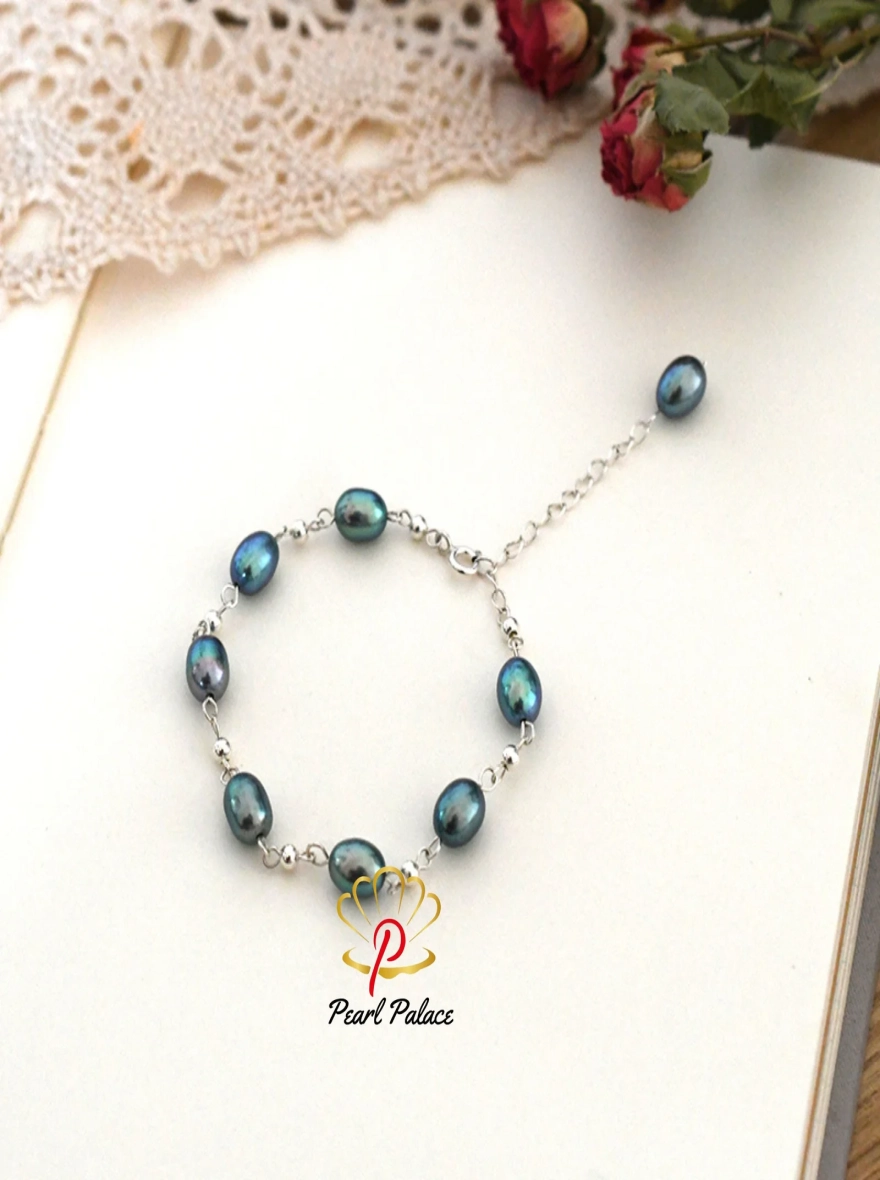Natural freshwater pearl bracelet 925 Sterling silver beads handmade Jewelry for Women
