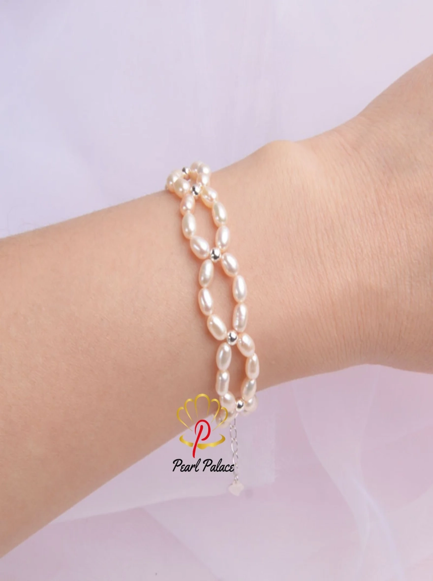 Natural Pearl 925 Sterling Silver bracelet For Women 3-4mm Freshwater Pearl Handmade Jewelry