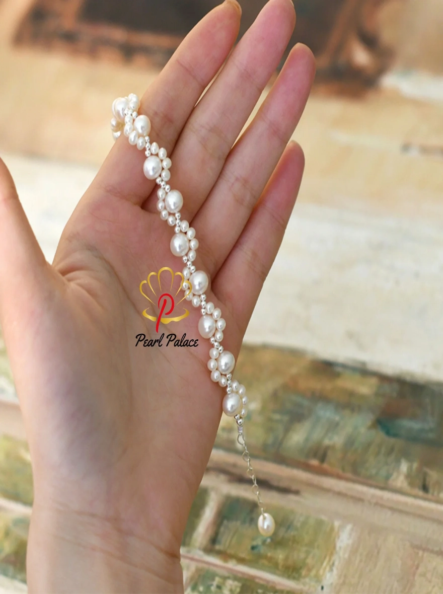 Natural Freshwater Pearl Cat's Claw Braided Bracelet 925 Sterling Silver for Women Gift