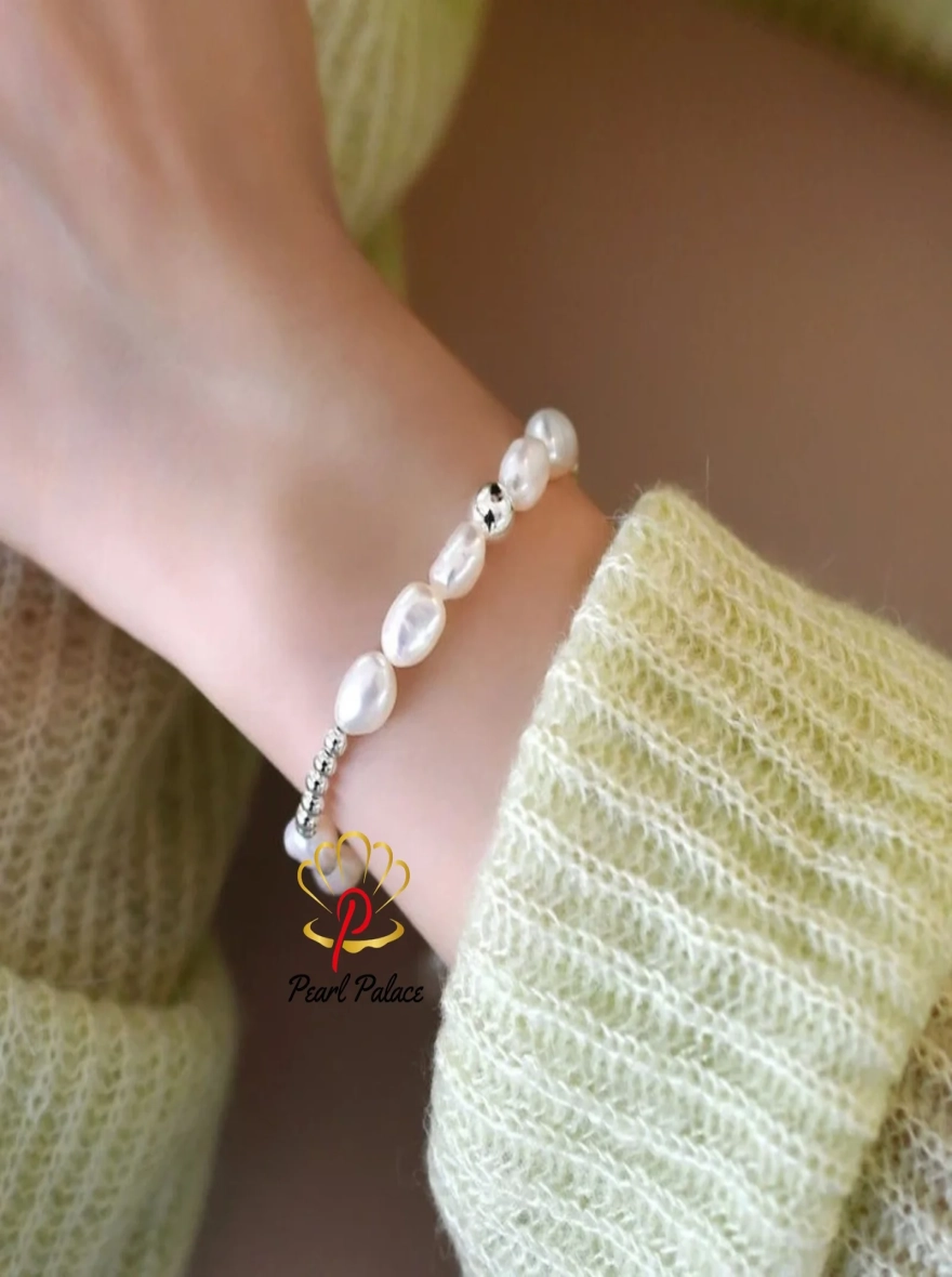 Baroque Pearl and Sterling Silver Bracelet