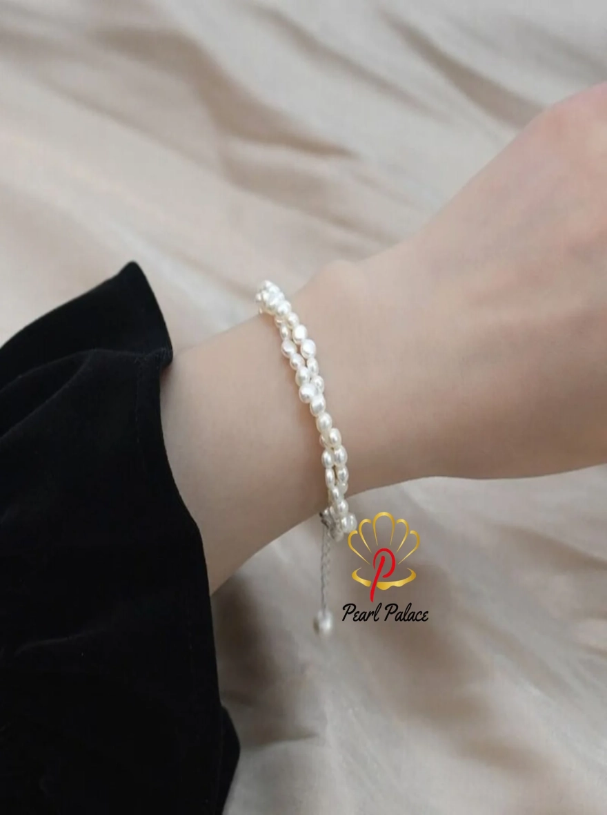 Double Layered Freshwater Pearl Bracelet, Pearl Bracelet