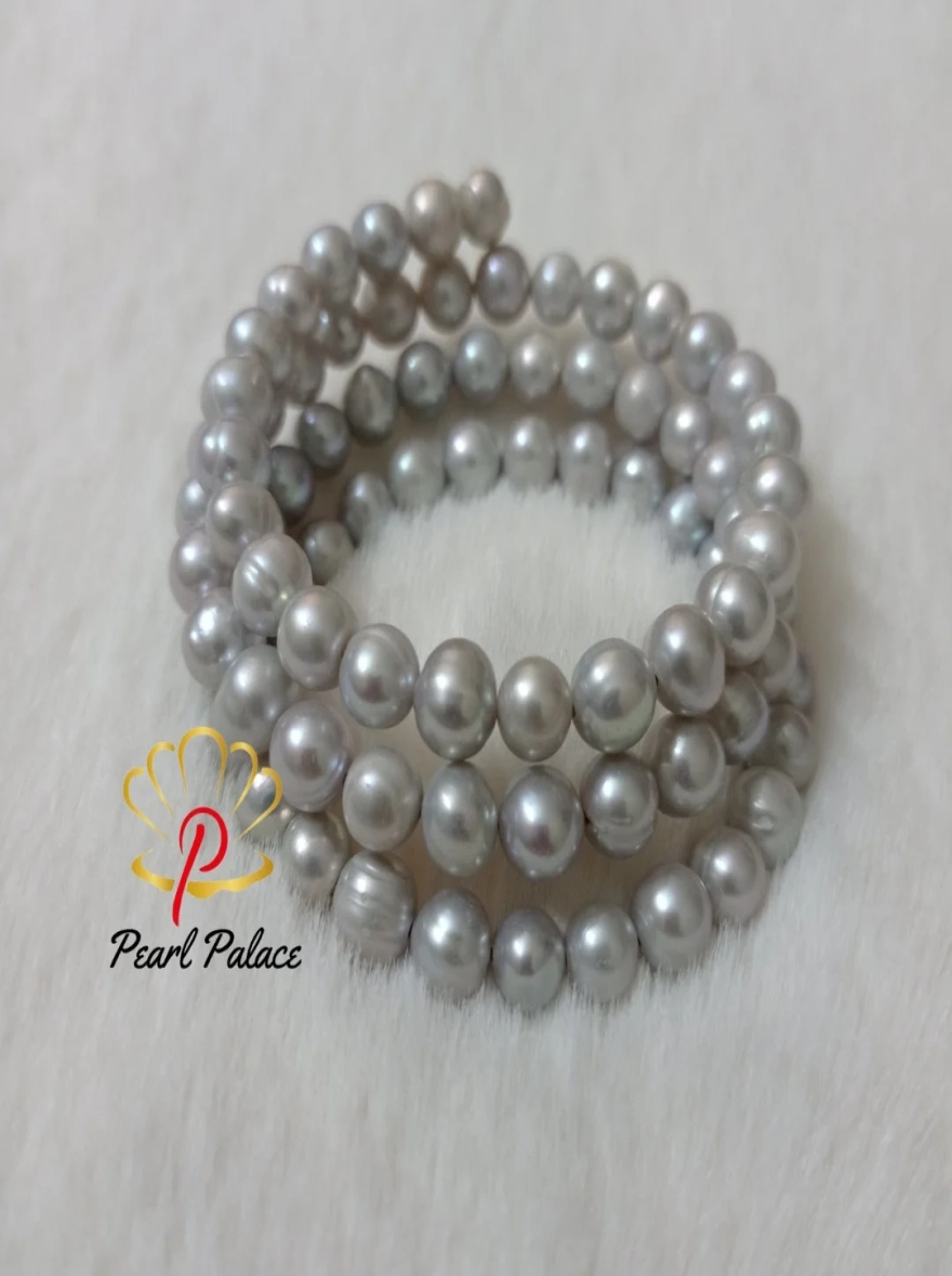 Serene Sunset pearl Bracelet silver color 3 layer