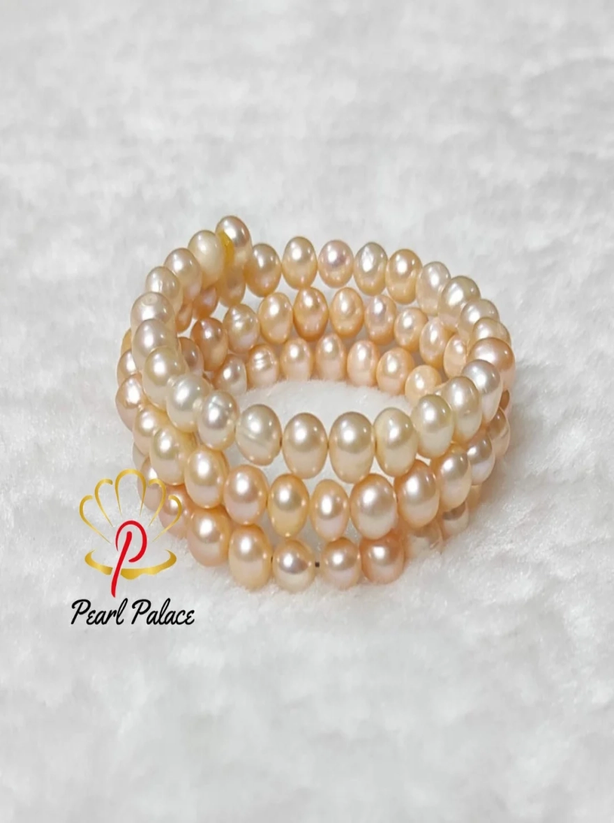 Serene Sunset pearl Bracelet pink color 3 layer
