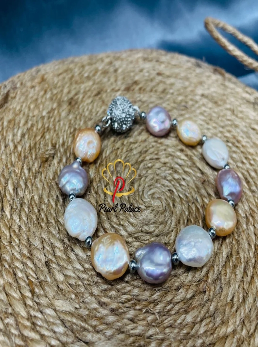 Shimmering Luxe Coin Pearl Multi color Bracelet