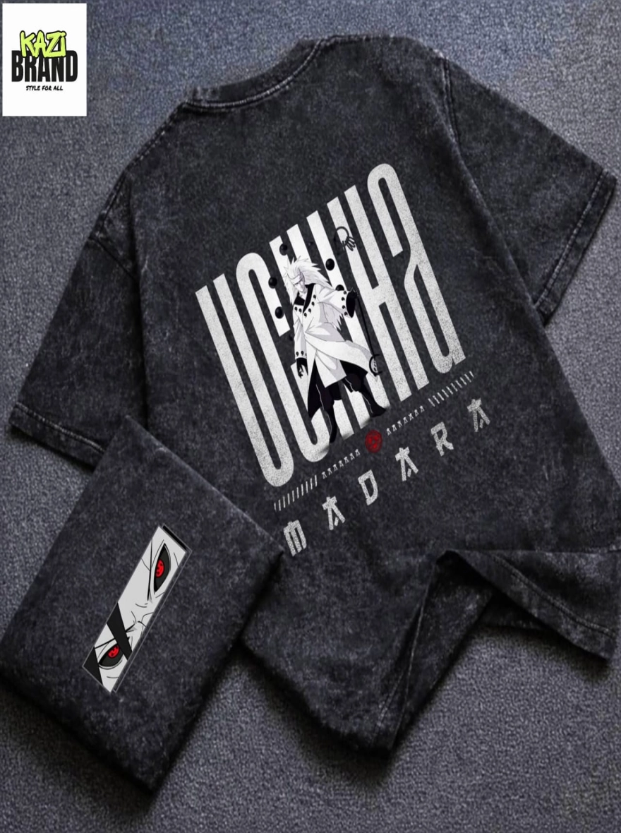 MADARA UCHIHA" Acid Wash Premium Drop Shoulder T-Shirt