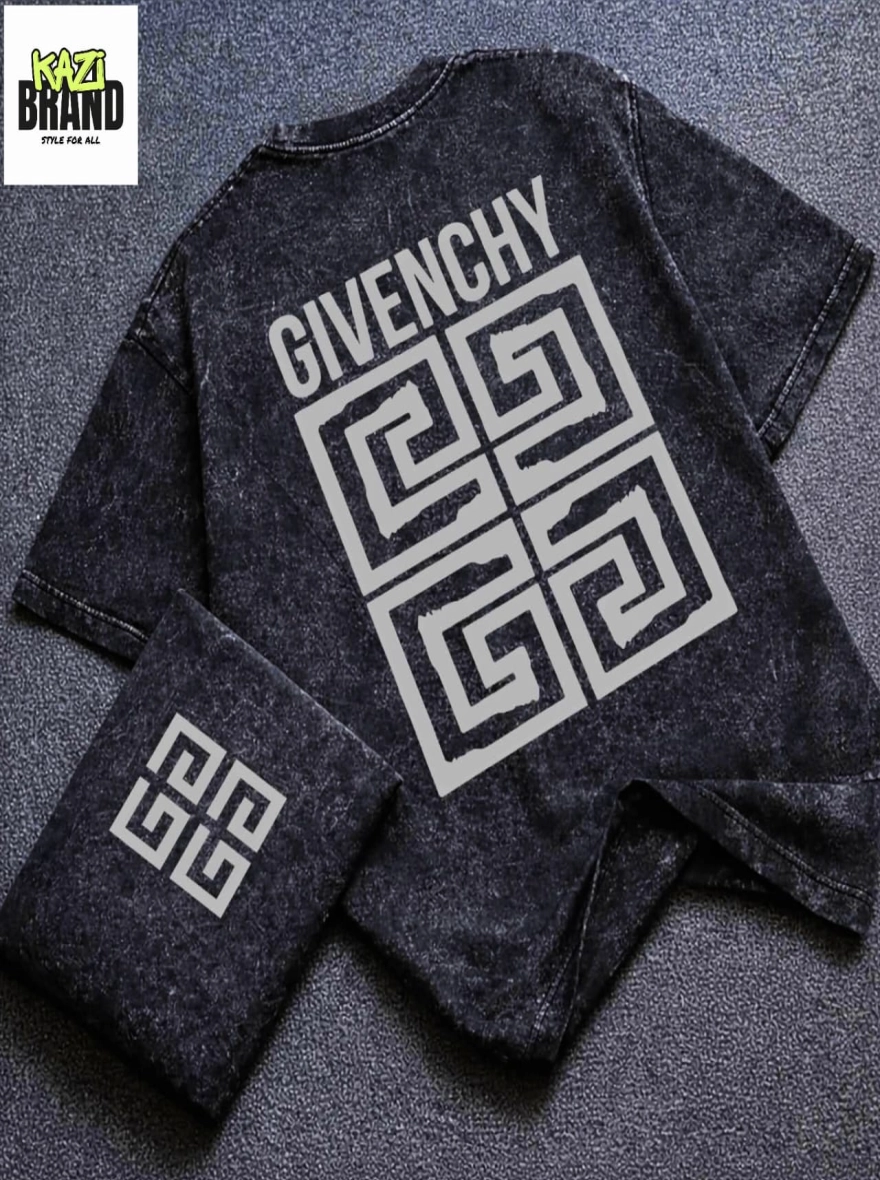 GIVENCHY MONOGRAM" Acid Wash Premium Drop Shoulder T-Shirt