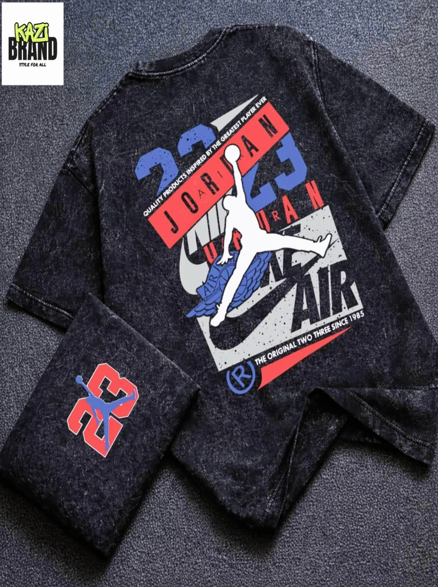 JORDAN 23 AIR" Acid Wash Premium Drop Shoulder T-Shirt