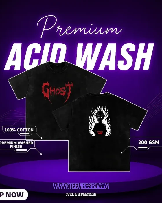 Ghost Printed Acid Wash T-Shirt