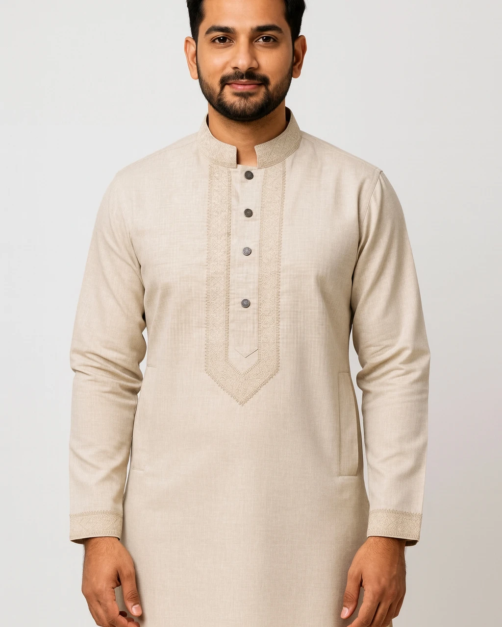 Soft Sand Beige Cotton Panjabi