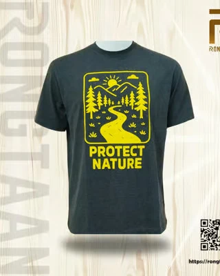 Charcoal Melange-Protect the nature-Screen print CVC 60%-40% Men’s Knit T-shirt