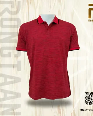 Red Inject Slub Jersey Screen print 90% Cotton-10% Polyester Inject Men’s Knit Polo-shirt