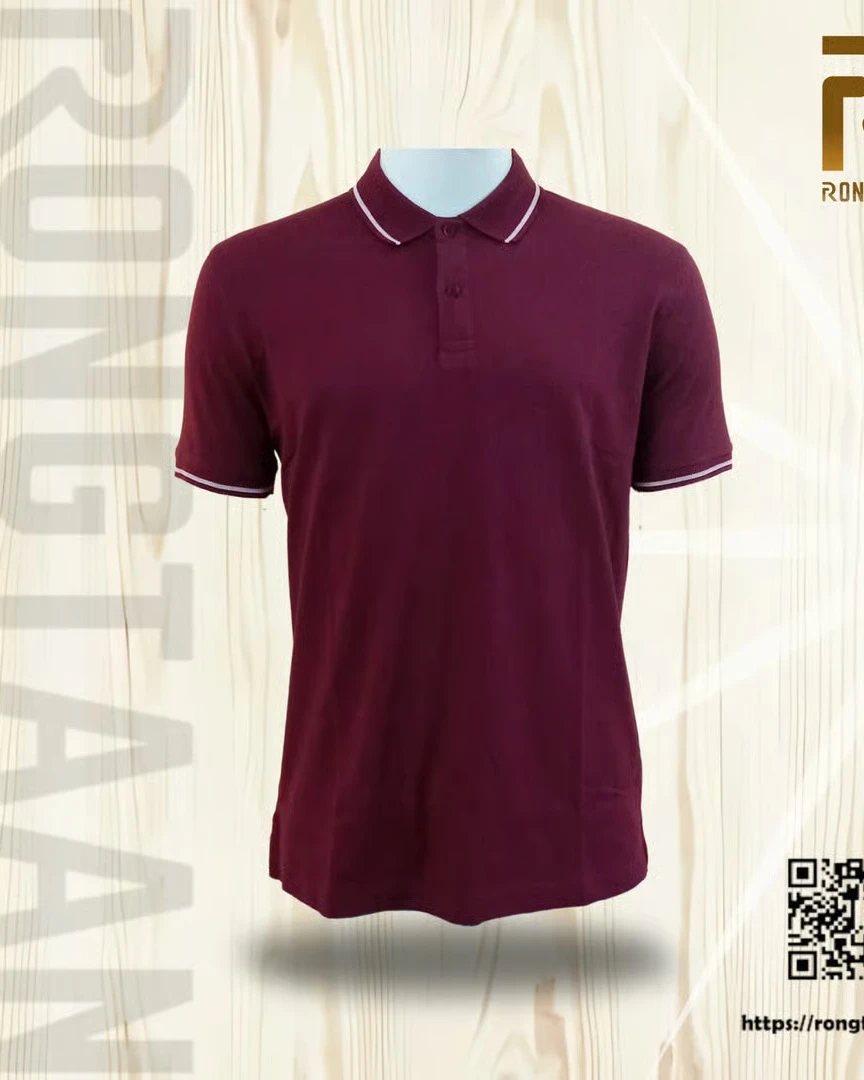 Maroon Bubble Tex Jersey 100% Cotton Men’s Knit Polo-shirt