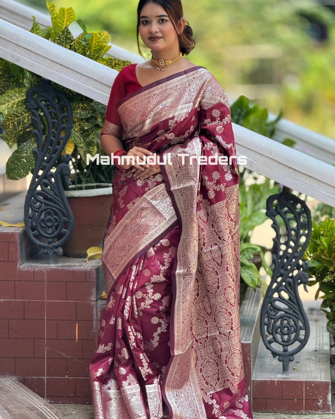 Maroon Colour Benaroshi Katan Saree