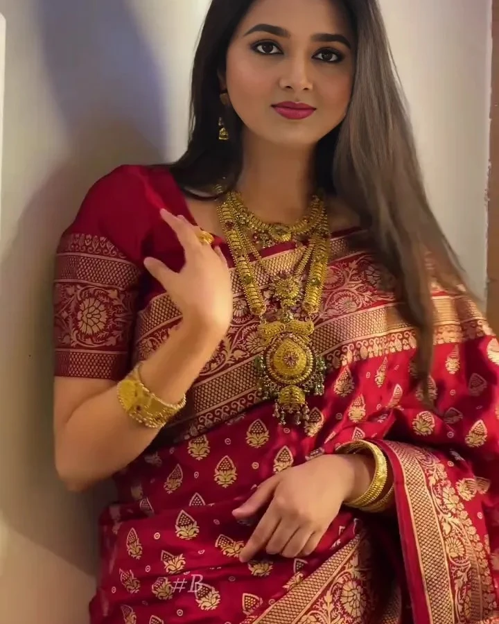 Royal Crimson Japanese Soft Half-Silk Saree