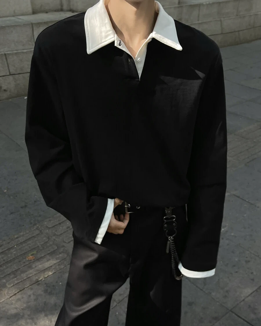 American Preppy Long Sleeve Sweatshirt – High Sensation Heavyweight Collar Top