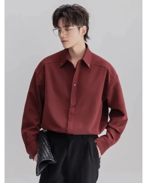 Premium Men’s Burgundy Oversized Button-Down Shirt