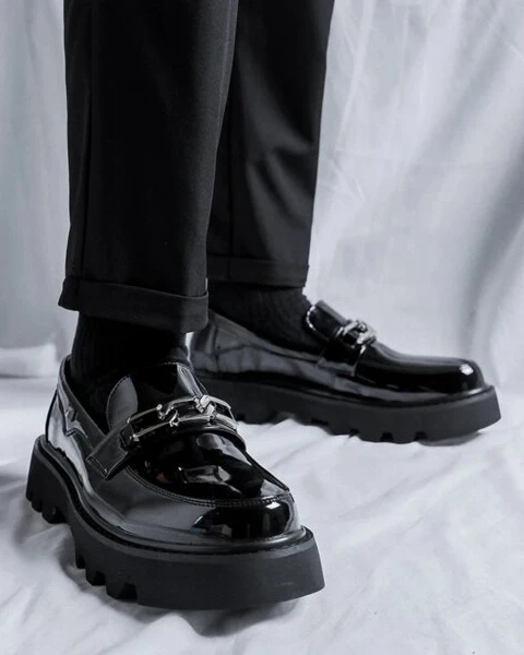 Premium Men’s Classic Black Loafers – Height Increasing Thick Sole Edition