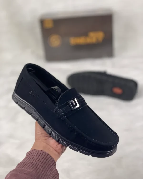 Royal Cobbler_Black_Metal Emblem_Suede Leather_Men