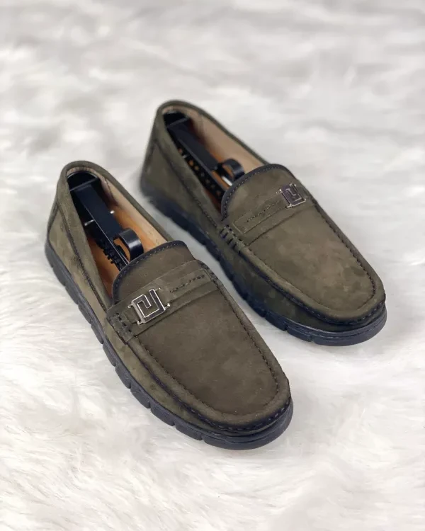 Royal Cobbler_Olive_Metal Emblem_Suede Leather_Men