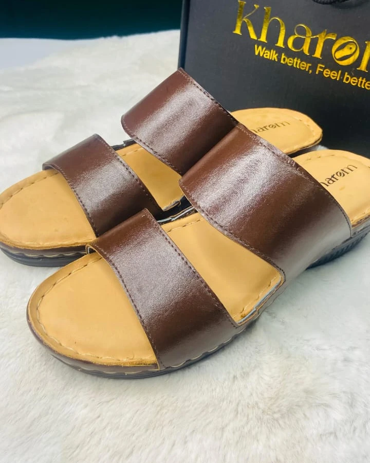Kharom Ortho-Dual Strap Leather Slides