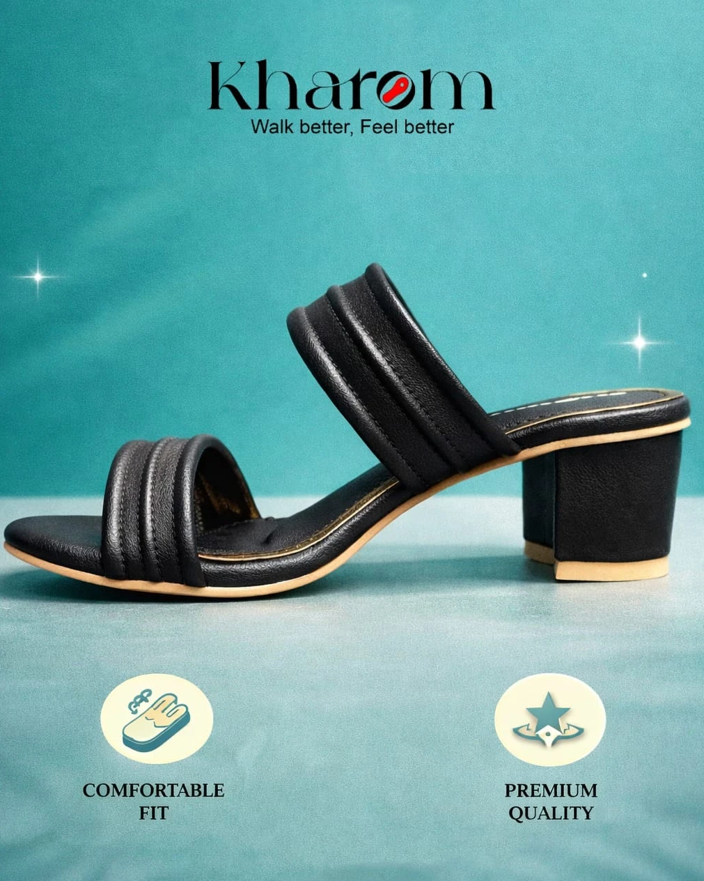 Onyx Midnight Dual-Strap Block Heels