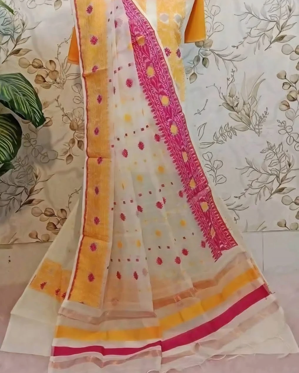 Sunlit Saffron Tangail Tencel Jamdani