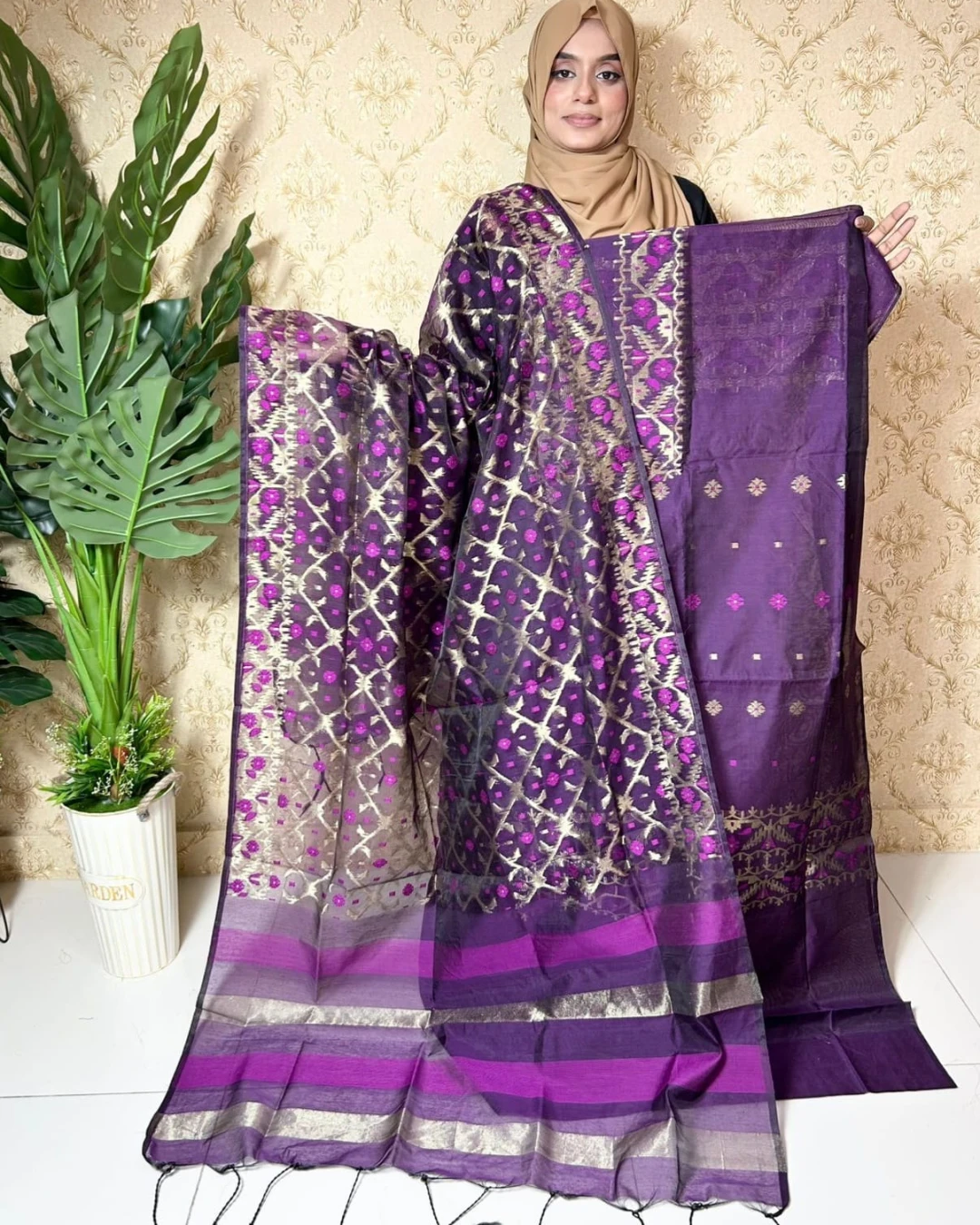 Regal Amethyst Tangail Tencel Jamdani