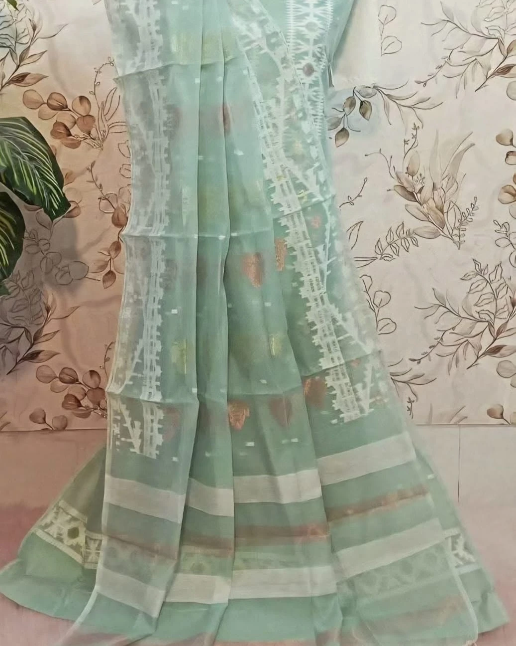 Mint Glaze Tangail Tencel Jamdani