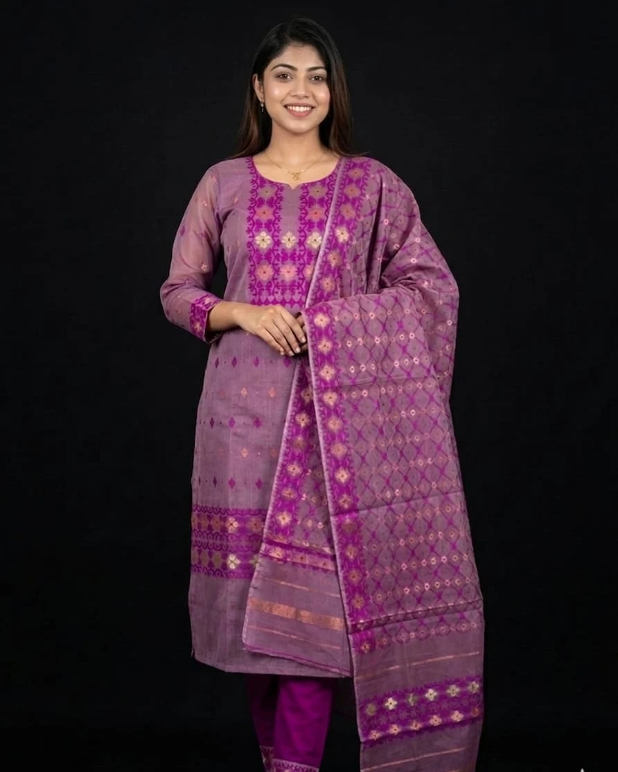 Velvet Plum Tangail Tencel Jamdani