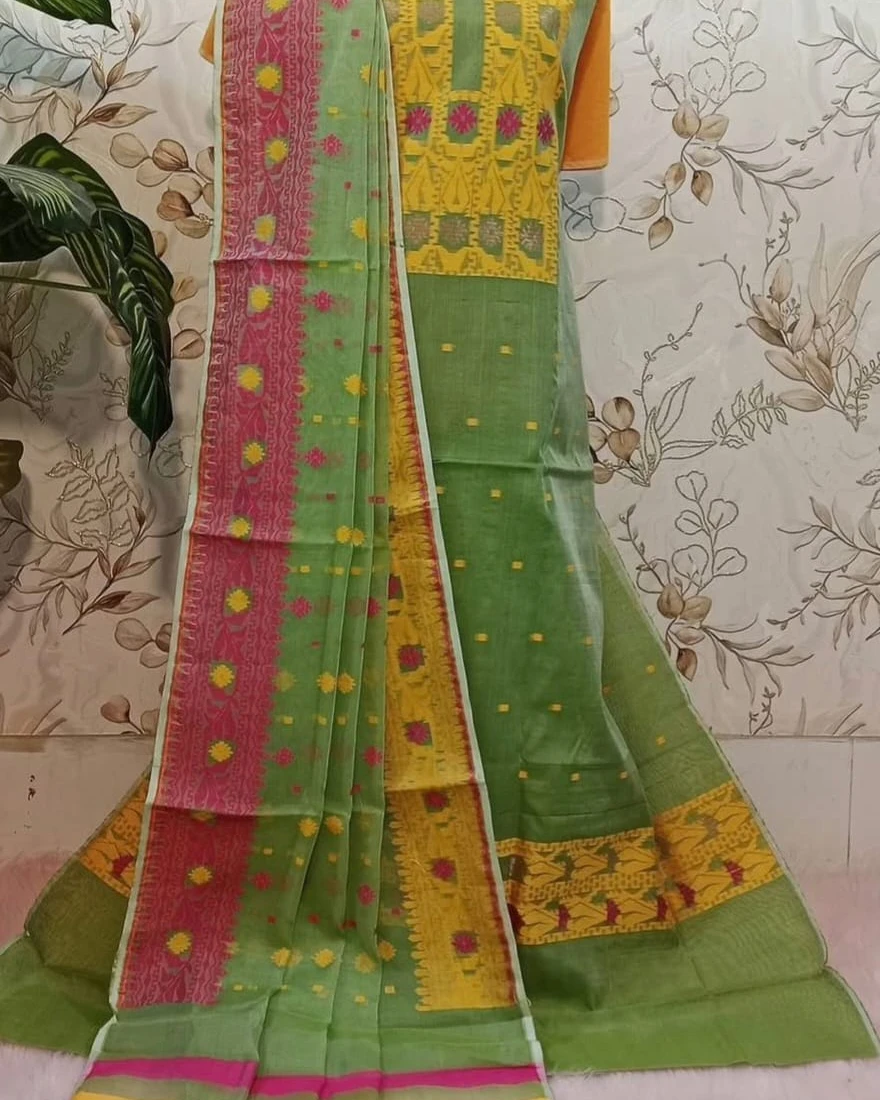 Olive Zest Tangail Tencel Jamdani