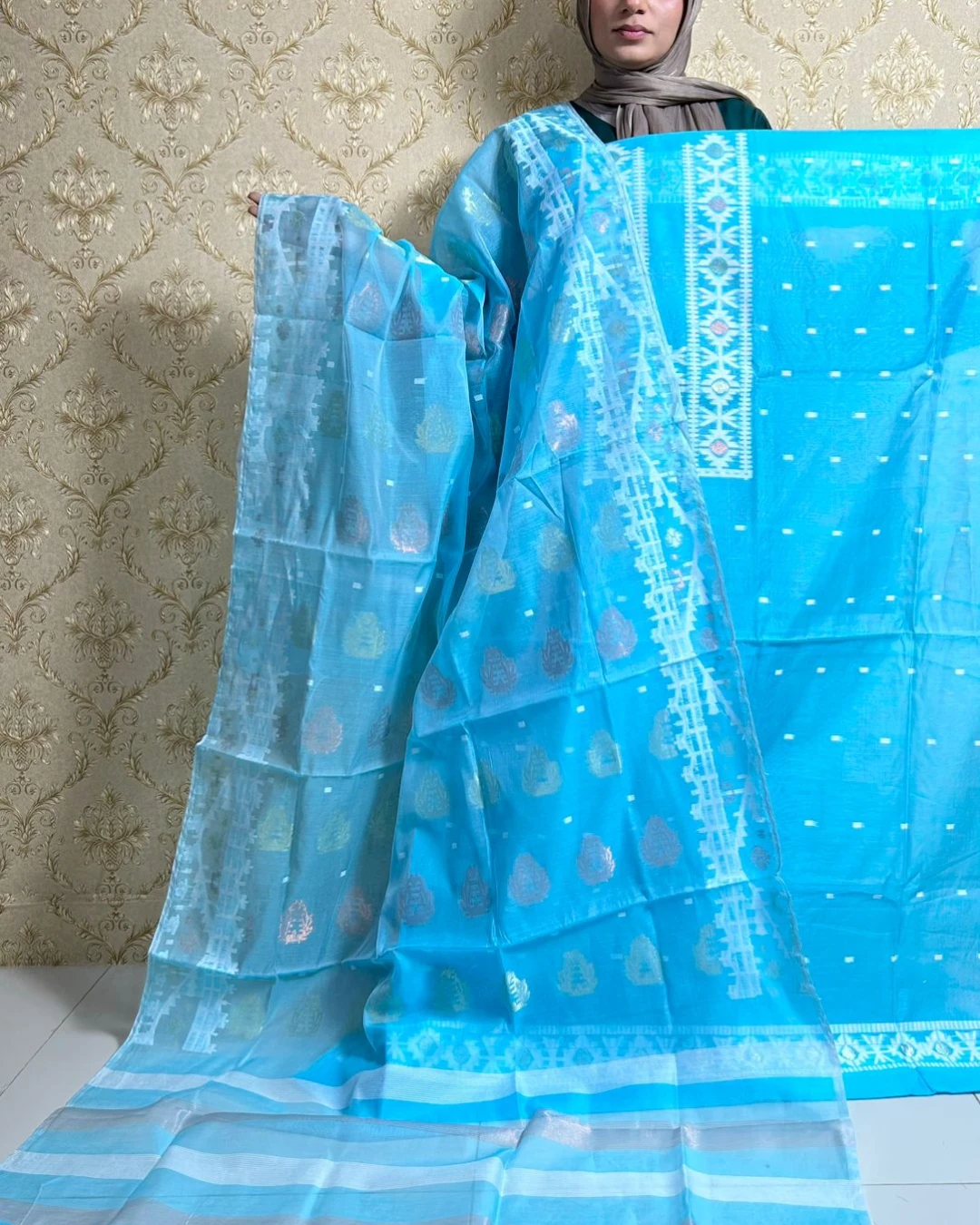 Azure Tangail Tencel Jamdani