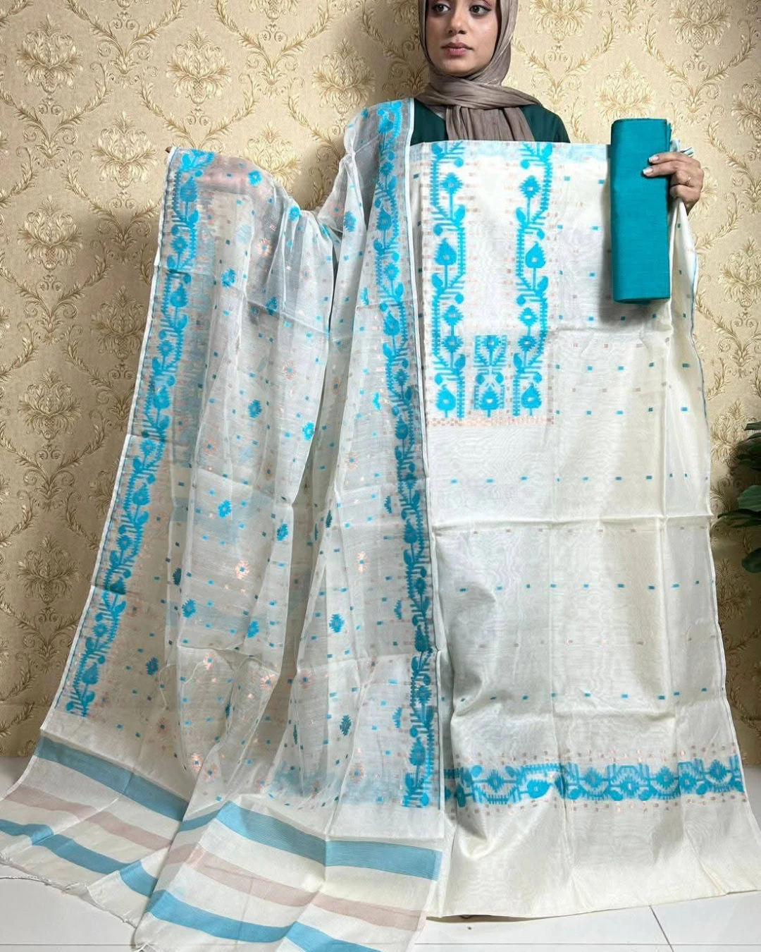 Arctic Tangail Tencel Jamdani