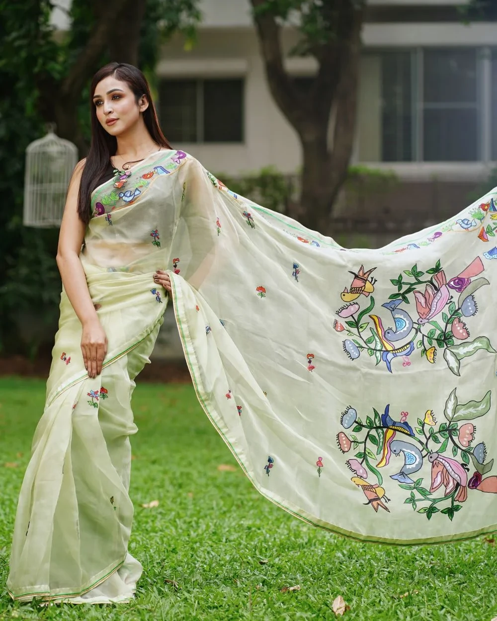 Whistling Feather Muslin Saree