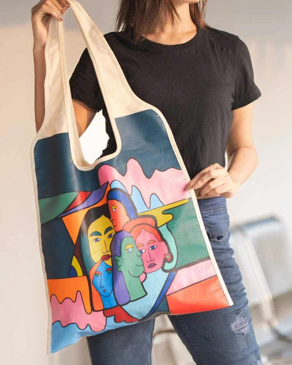 Faces Tote Bag