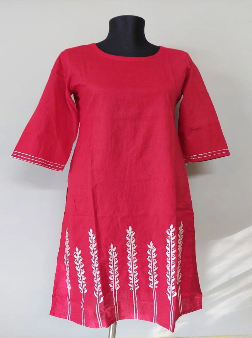 Fuchsia Ikat Yoke Kurti