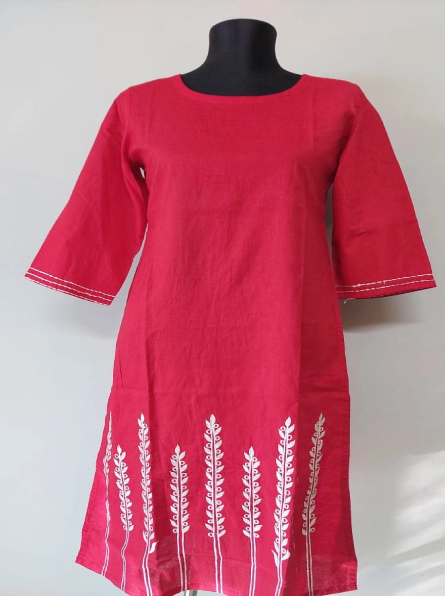 Fuchsia Ikat Yoke Kurti