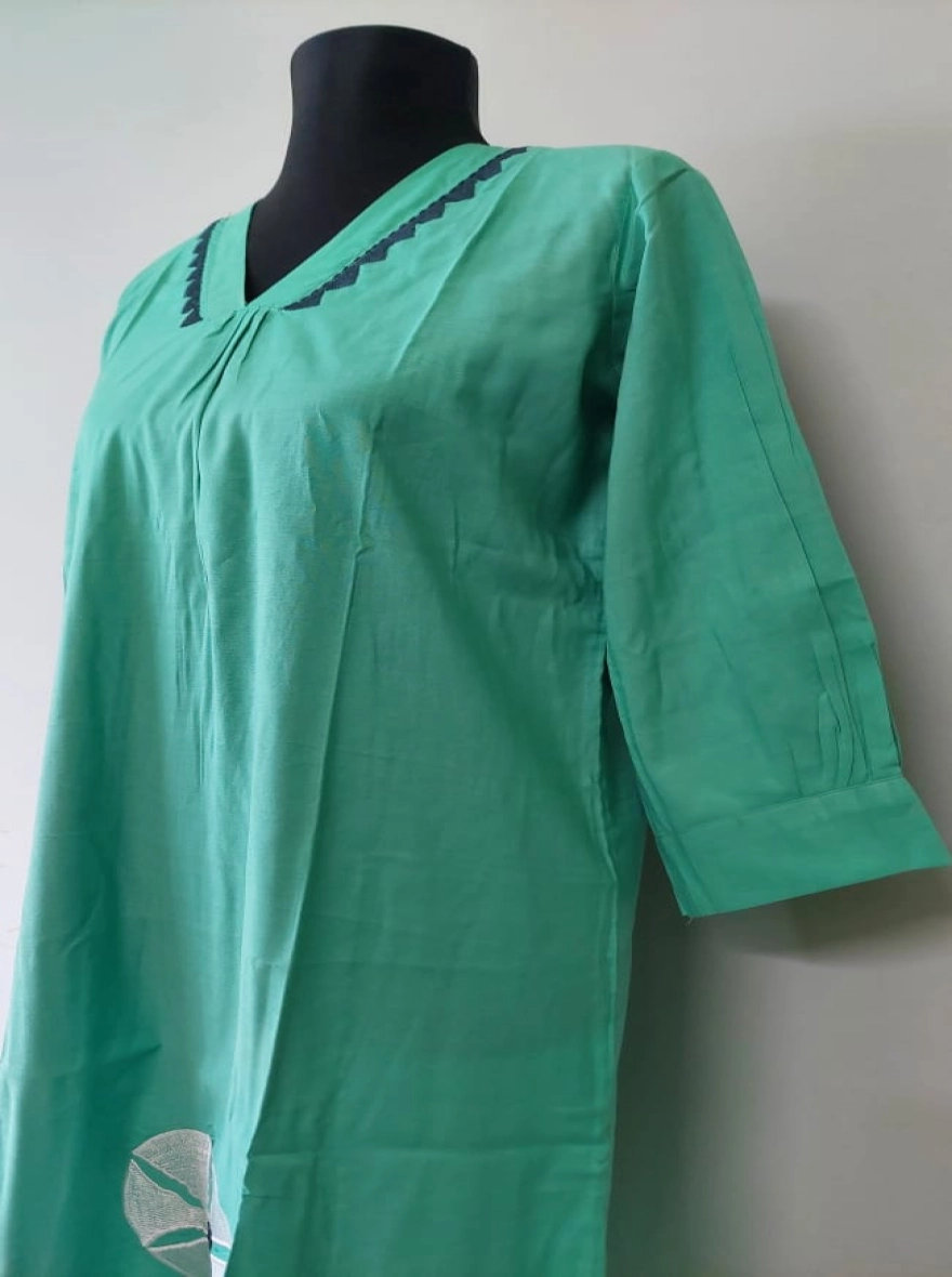 Sea Green Blossom Kurti - Single Piece