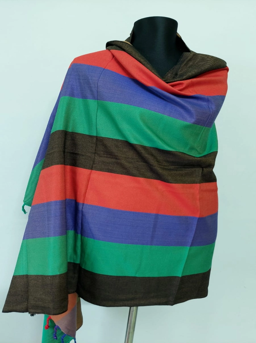 Bold Multi-Color Stripe Winter Shawl