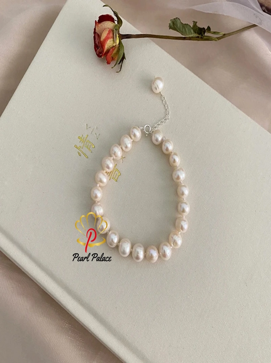 Natural Freshwater Pearl Jewelry Set 925 Sterling Silver Necklace Bracelet for Women