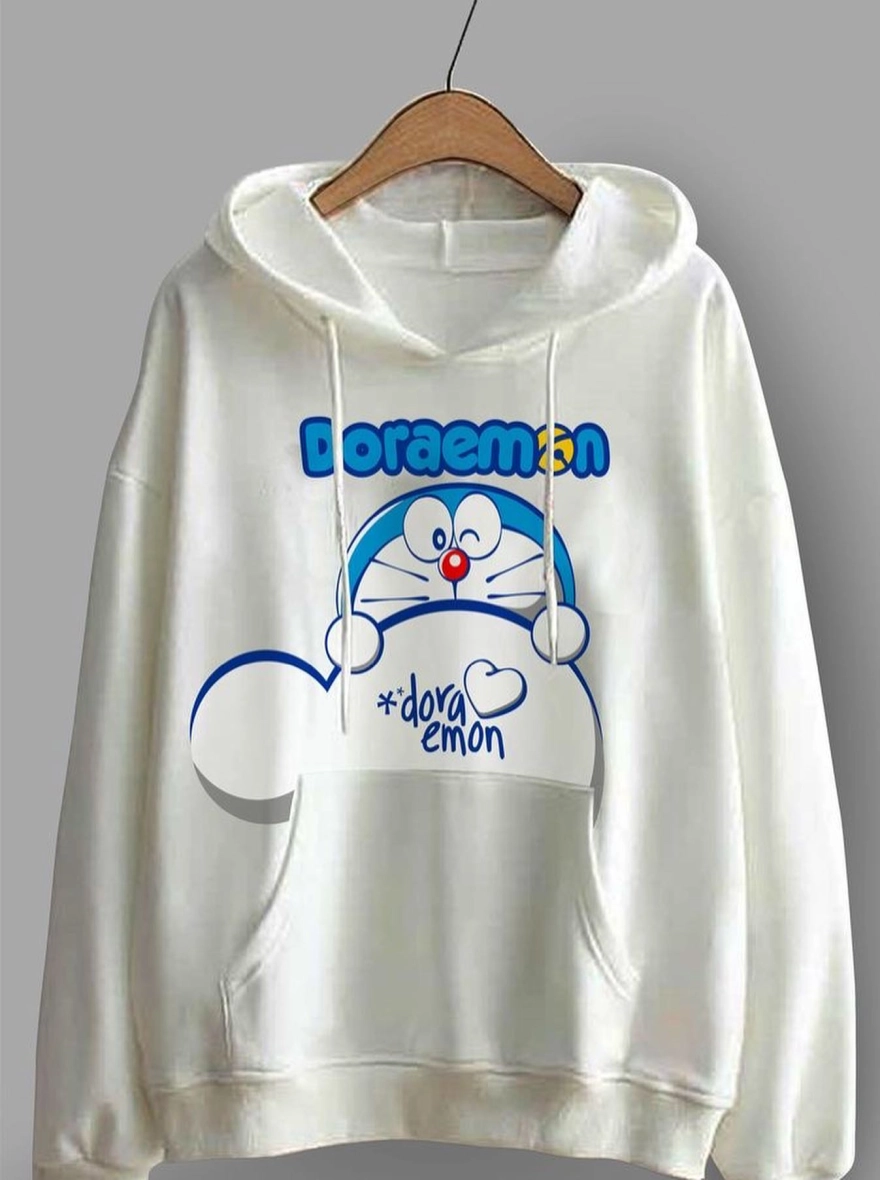 Doraemon Premium Graphic Hoodie – White