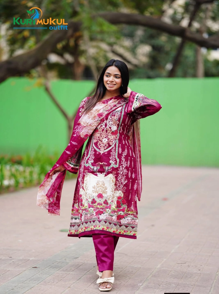 Indian Premium Embroidered Cotton 3-Piece Collection